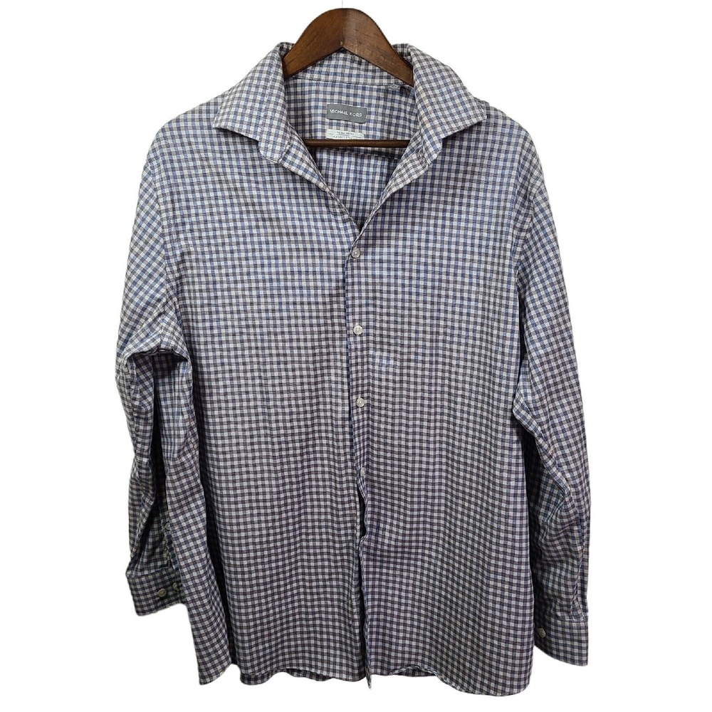 Mens Michael Kors Long Sleeve Gingham Button Front Shirt XL